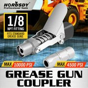 Grease Gun Coupler Quick Release & Lock 1/8'' NPT Rated 10,000 PSI Storage Case V465-97266