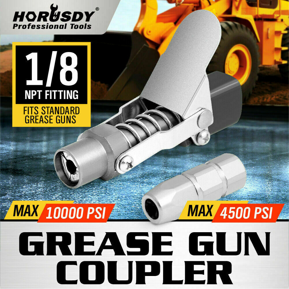Grease Gun Coupler Quick Release & Lock 1/8'' NPT Rated 10,000 PSI Storage Case V465-97266