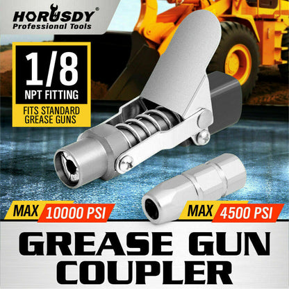 Grease Gun Coupler Quick Release & Lock 1/8'' NPT Rated 10,000 PSI Storage Case V465-97266