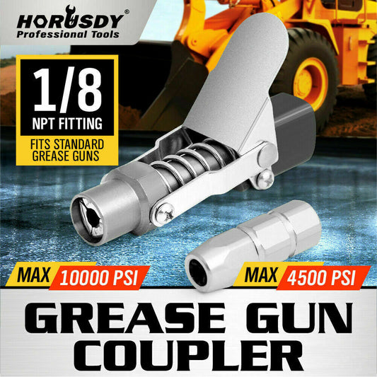 Grease Gun Coupler Quick Release & Lock 1/8'' NPT Rated 10,000 PSI Storage Case V465-97266