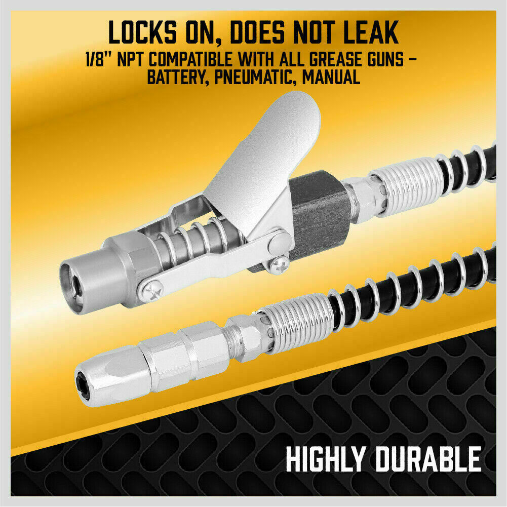 Grease Gun Coupler Quick Release & Lock 1/8'' NPT Rated 10,000 PSI Storage Case V465-97266