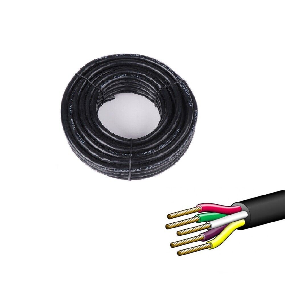 30M x 5 Core Wire Cable Trailer Cable Automotive Boat Caravan Truck Coil V90 PVC V465-97309_30M