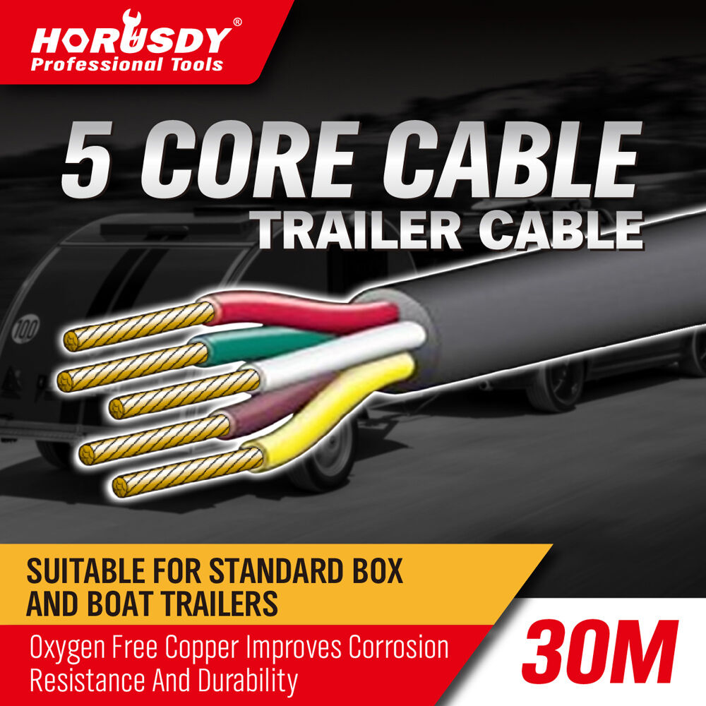 30M x 5 Core Wire Cable Trailer Cable Automotive Boat Caravan Truck Coil V90 PVC V465-97309_30M