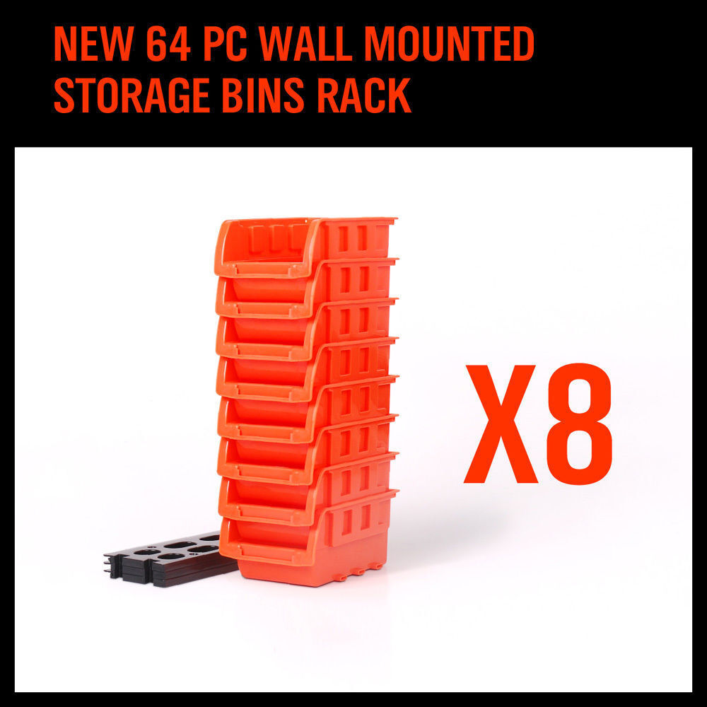 NEW 8 PC Wall Mounted Storage Bins Rack Set Nuts Bolts Organizer Parts 97903 V465-97311-4PC