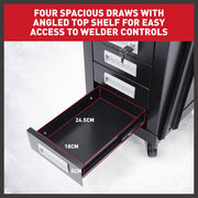 4-Drawer Welding Cart MIG Welder Trolley Cabinet TIG ARC MMA Plasma Cutter Bench V465-97343