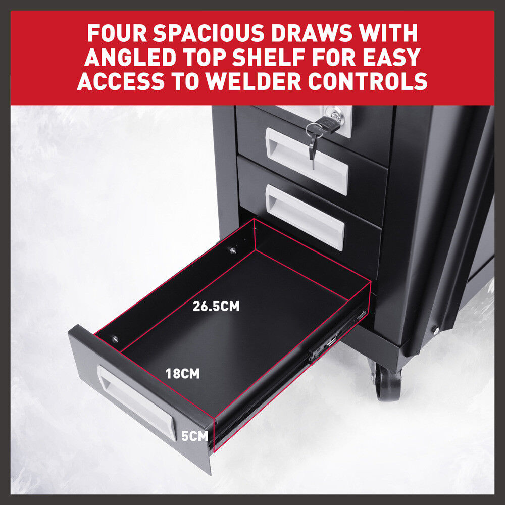 4-Drawer Welding Cart MIG Welder Trolley Cabinet TIG ARC MMA Plasma Cutter Bench V465-97343