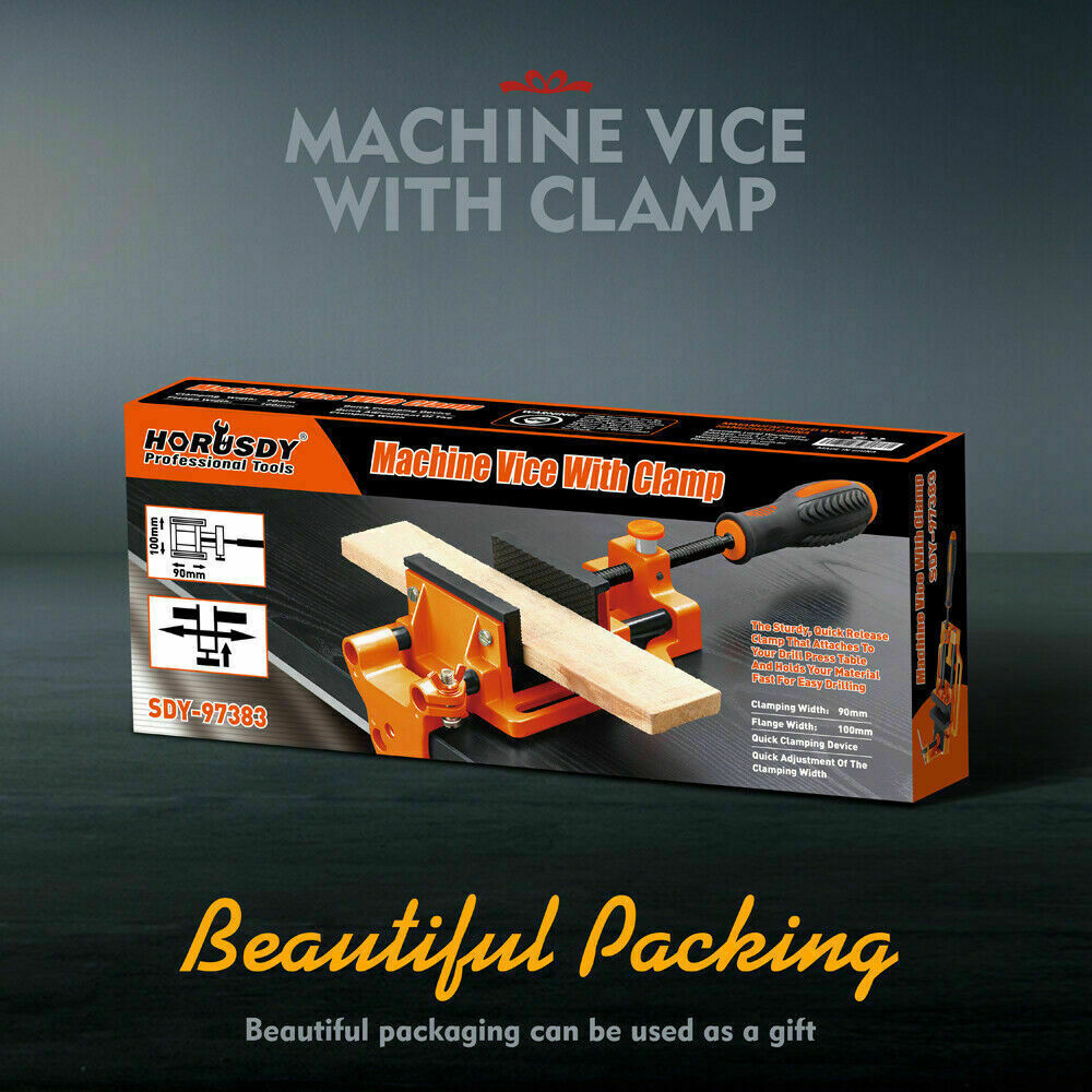 90mm Drill Press Bench Vice Quick Release Clamp Jaw Soft Grip Hand Pads Woodwork V465-97383-AU-5