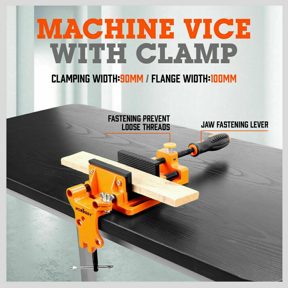 90mm Drill Press Bench Vice Quick Release Clamp Jaw Soft Grip Hand Pads Woodwork V465-97383-AU-5