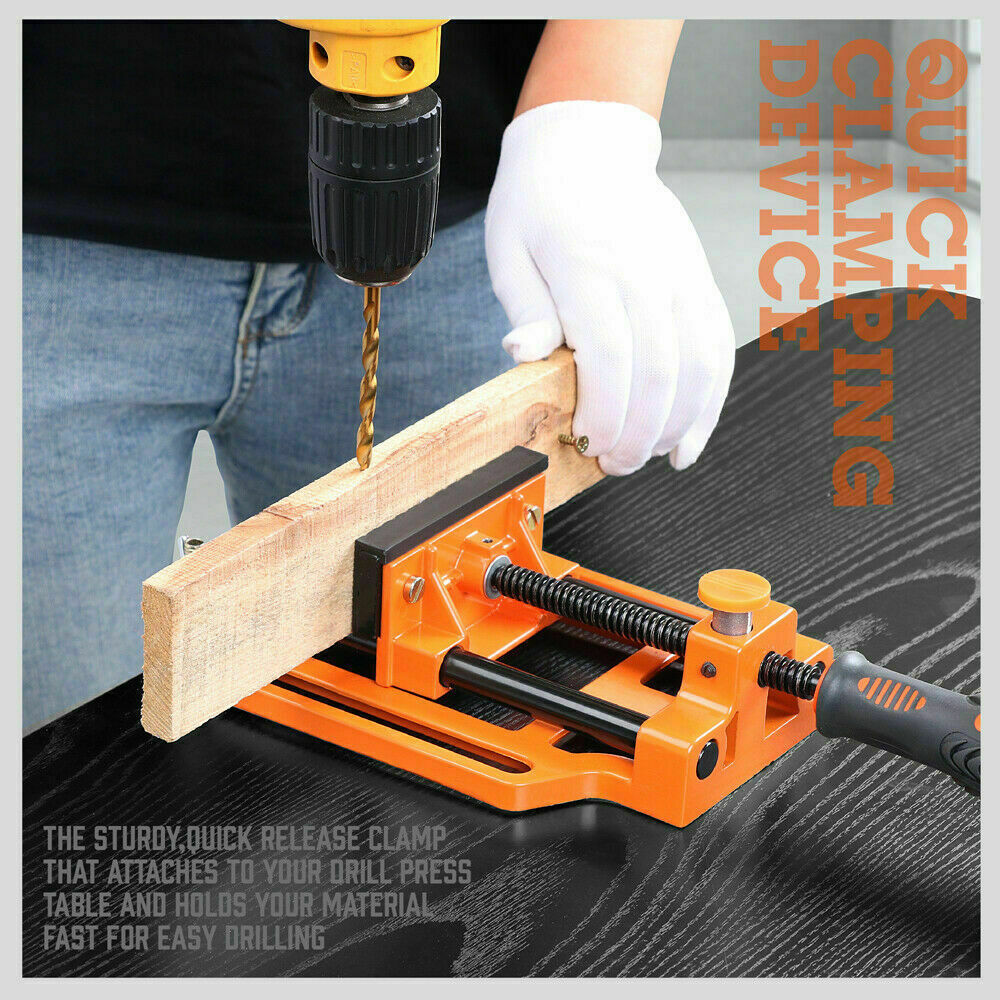 90mm Drill Press Bench Vice Quick Release Clamp Jaw Soft Grip Hand Pads Woodwork V465-97383-AU-5