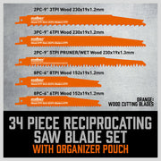 34-Piece Reciprocating Saw Blade Set Wood and Metal Cutting Blades with Storage Pouch V465-97394-AU-2