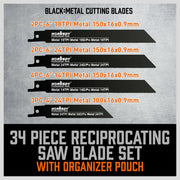 34-Piece Reciprocating Saw Blade Set Wood and Metal Cutting Blades with Storage Pouch V465-97394-AU-2
