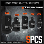 HORUSDY 5Pcs Impact Socket Adapter Set Socket Reducer 1/4 3/8 1/2 Inch Drive V465-97499-AU