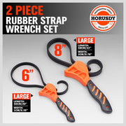 2Pc Adjustable Strap Wrench Rubber Belt Spanner Multi-Purpose Jar Opener Filter V465-97500-AU