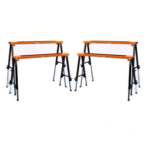 4Pc Mastercraft Sawhorse Metal Folding Non-slip Surface Saw Horse 120KG Capacity V465-97508-AU-2