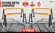 4Pc Mastercraft Sawhorse Metal Folding Non-slip Surface Saw Horse 120KG Capacity V465-97508-AU-2