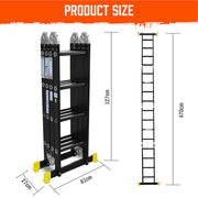 4.7M Multi Purpose Ladder Aluminium Folding Platform Extension Step Non-Slip Au V465-97538-AU-5