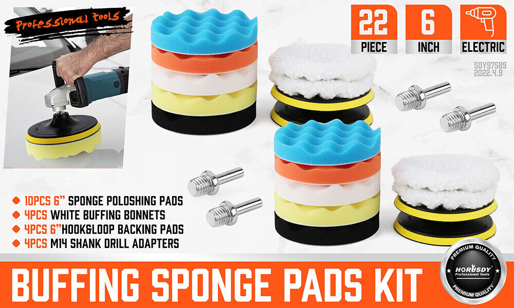11Pcs 6" Buffing Waxing Polishing Pads Sponge Pad Set For Car Polisher Drill V465-97589-D