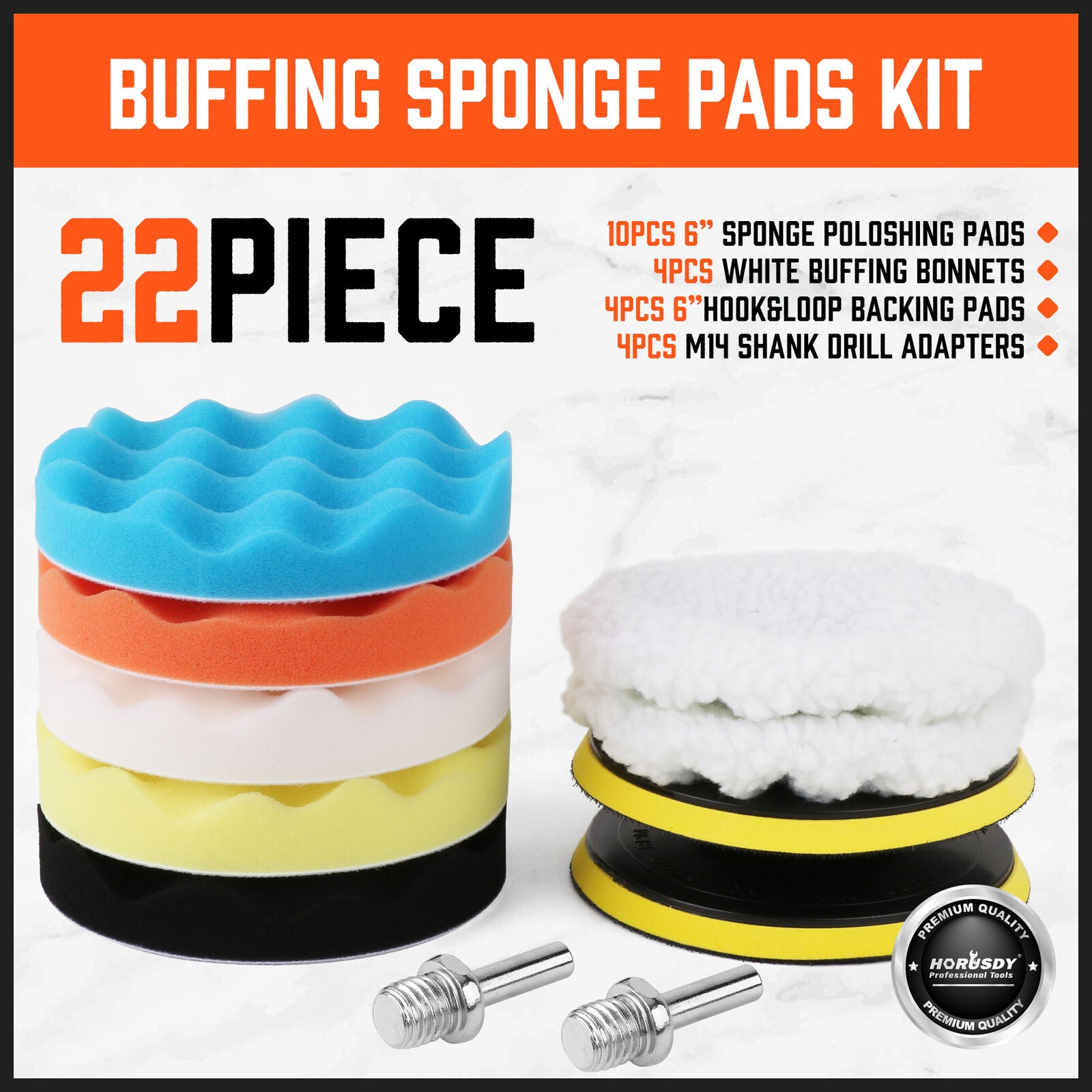 11Pcs 6" Buffing Waxing Polishing Pads Sponge Pad Set For Car Polisher Drill V465-97589-D
