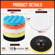 11Pcs 6" Buffing Waxing Polishing Pads Sponge Pad Set For Car Polisher Drill V465-97589-D