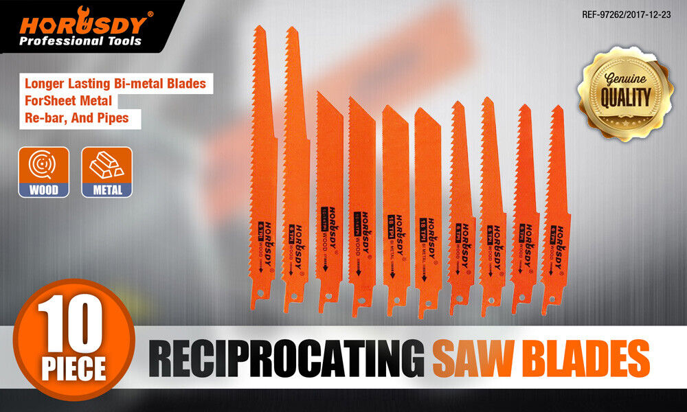 10Pc Reciprocating Saw Blades Set For Wood Metal Timber Demolition Cutting Tool V465-97645-AU-5