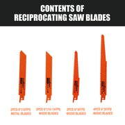 10Pc Reciprocating Saw Blades Set For Wood Metal Timber Demolition Cutting Tool V465-97645-AU-5