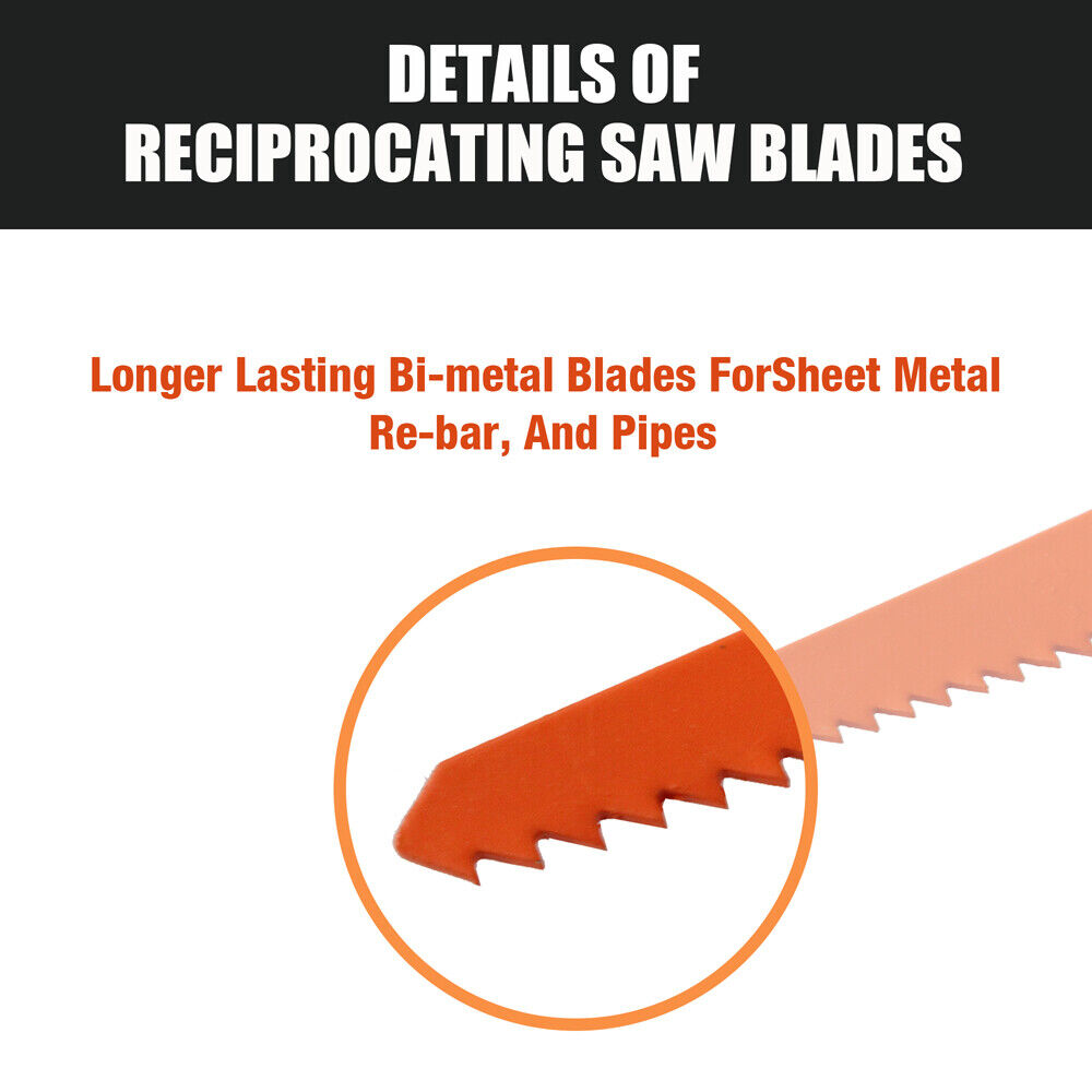 10Pc Reciprocating Saw Blades Set For Wood Metal Timber Demolition Cutting Tool V465-97645-AU-5