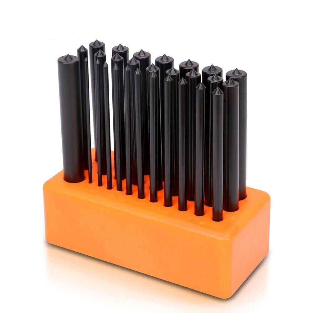 28x Center Transfer Punches Set Machinists Tool Punch Stand Heat Treated Steel V465-97754