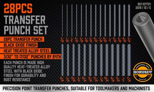 28x Center Transfer Punches Set Machinists Tool Punch Stand Heat Treated Steel V465-97754