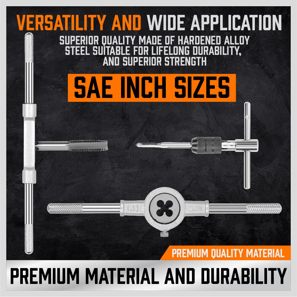 40Pc Tap And Die Set Imperial SAE Screw Screwdriver Thread Drill W/t Pitch Gauge V465-97772-AU-5