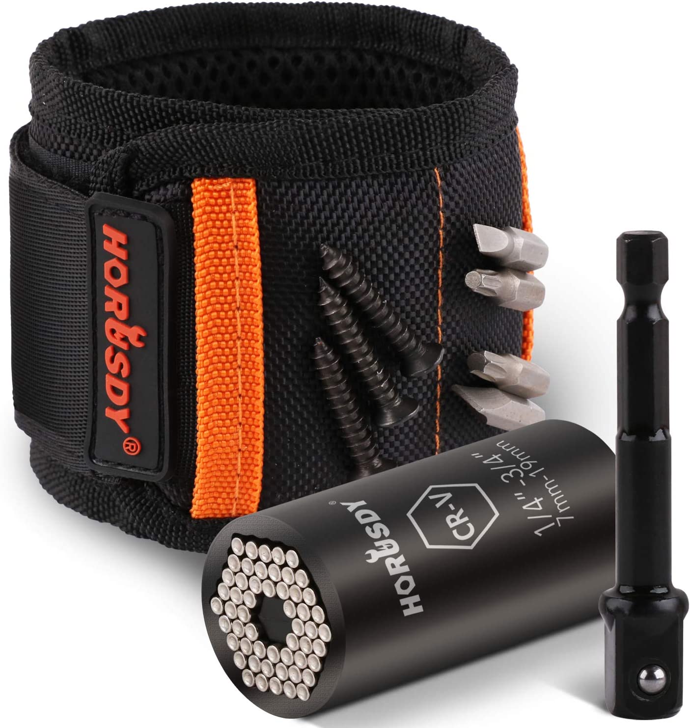 Magnetic Wristband & Universal Socket Grip 7-19mm Magnets Screws Nails Holder V465-97774