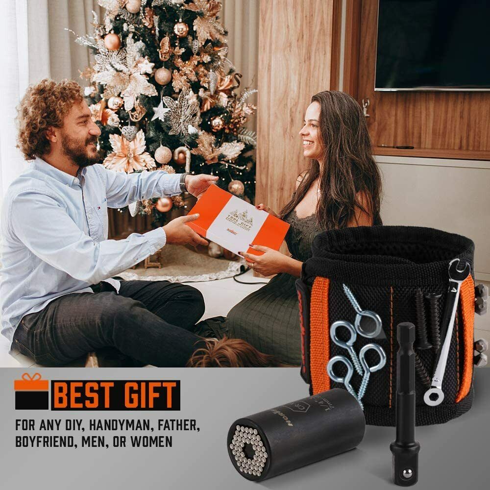 Magnetic Wristband & Universal Socket Grip 7-19mm Magnets Screws Nails Holder V465-97774