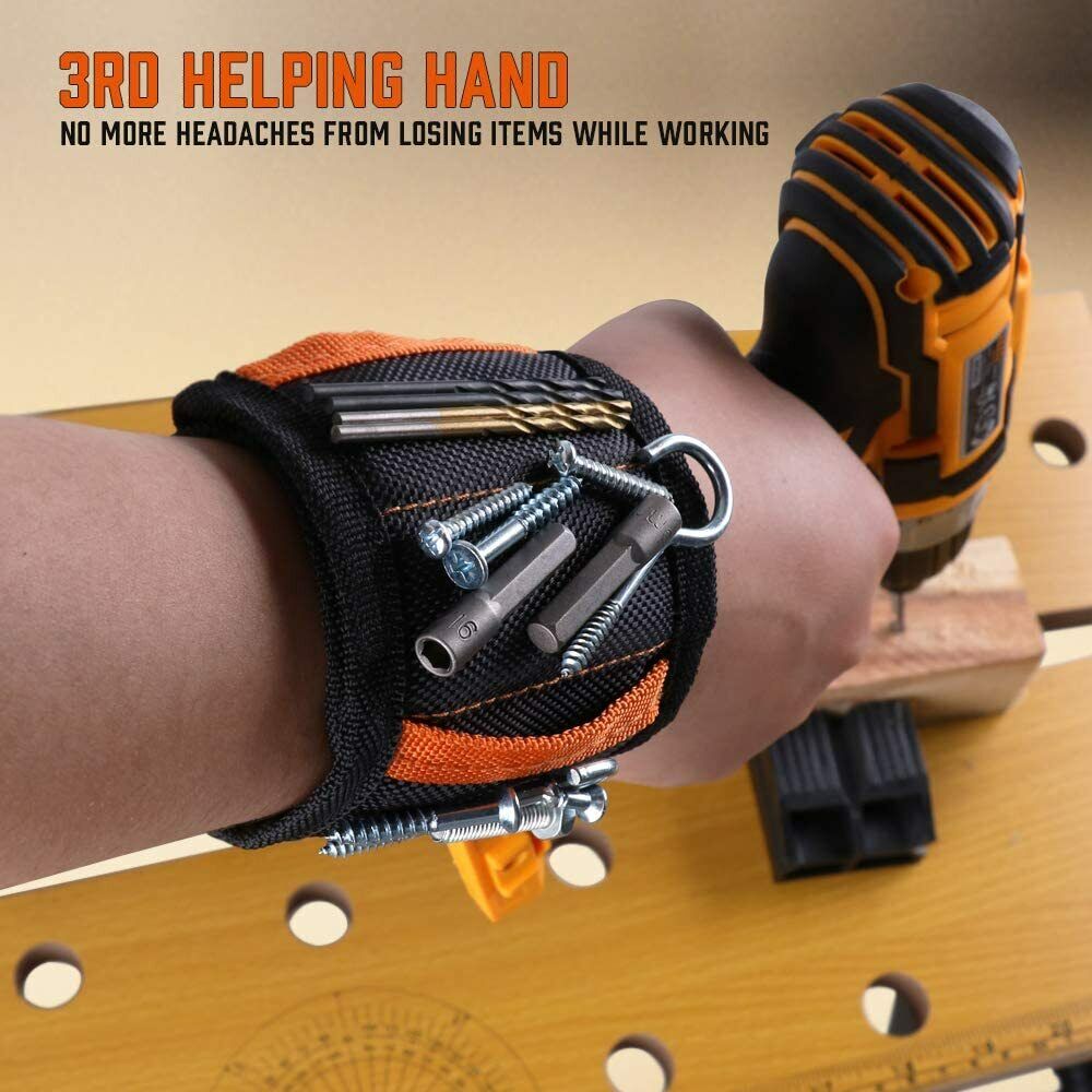 Magnetic Wristband & Universal Socket Grip 7-19mm Magnets Screws Nails Holder V465-97774