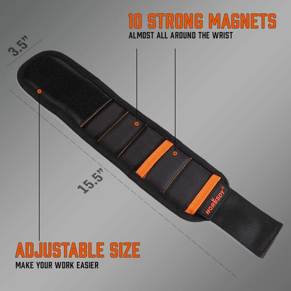 Magnetic Wristband & Universal Socket Grip 7-19mm Magnets Screws Nails Holder V465-97774