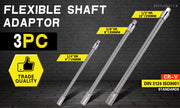 3PC Flexible Socket Extension Bars Shaft Set 1/2" 1/4" 3/8" Drive 10" 8" 6" Long V465-97781-AU-5