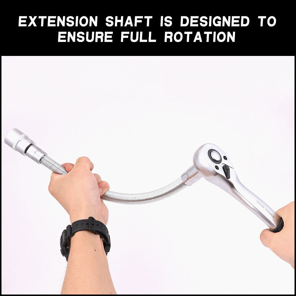 3PC Flexible Socket Extension Bars Shaft Set 1/2" 1/4" 3/8" Drive 10" 8" 6" Long V465-97781-AU-5