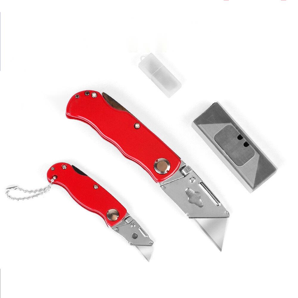 2Pc Folding Utility Knife Aluminium Handle & 10 Spare Stanley Blades Craft New V465-97783-AU-5