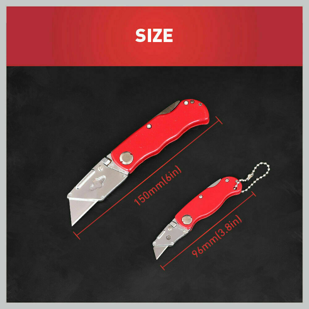 2Pc Folding Utility Knife Aluminium Handle & 10 Spare Stanley Blades Craft New V465-97783-AU-5