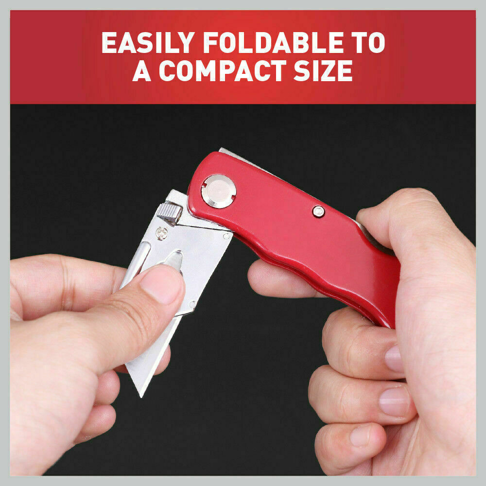 2Pc Folding Utility Knife Aluminium Handle & 10 Spare Stanley Blades Craft New V465-97783-AU-5