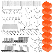 142Pc Pegboard Hooks Set Peg board Hanger Assortment Storage Trays Organizer Bin V465-97788