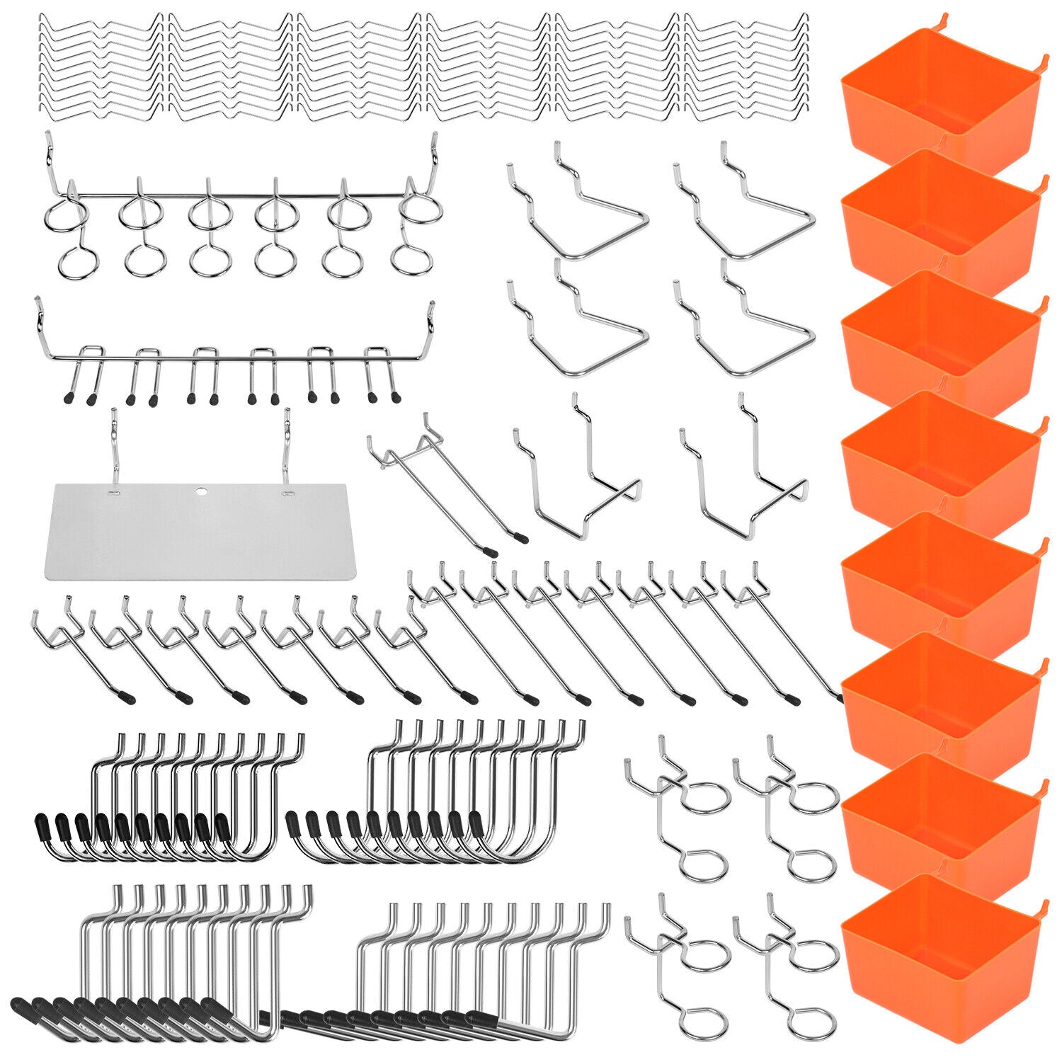142Pc Pegboard Hooks Set Peg board Hanger Assortment Storage Trays Organizer Bin V465-97788