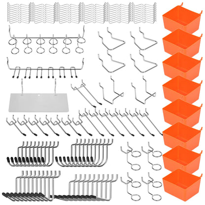 142Pc Pegboard Hooks Set Peg board Hanger Assortment Storage Trays Organizer Bin V465-97788