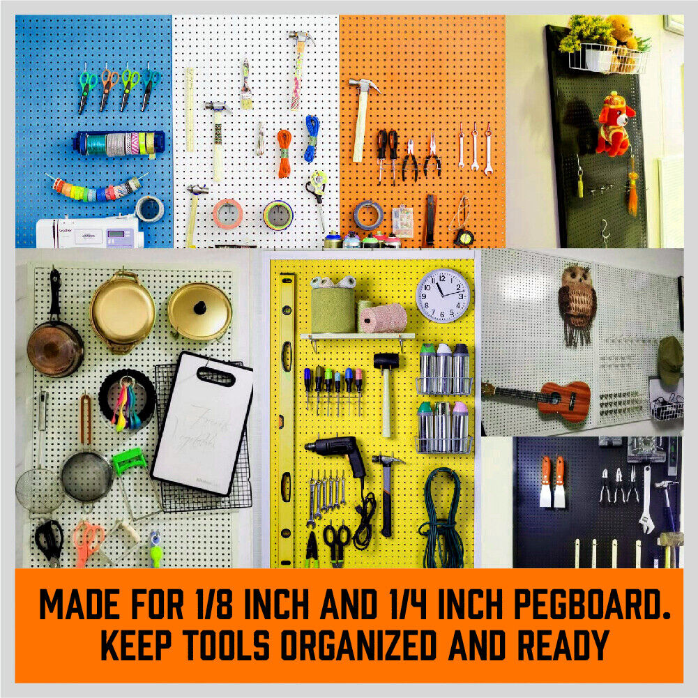 142Pc Pegboard Hooks Set Peg board Hanger Assortment Storage Trays Organizer Bin V465-97788