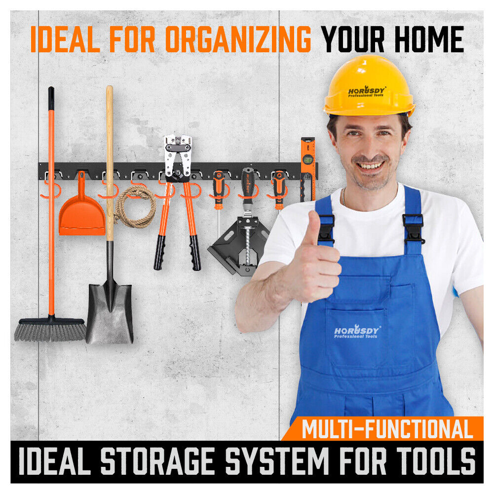 64" Wall Mount Tool Hanger Garden Storage Organizer Mop Broom Holder Hook Pegs V465-977920-AU-5