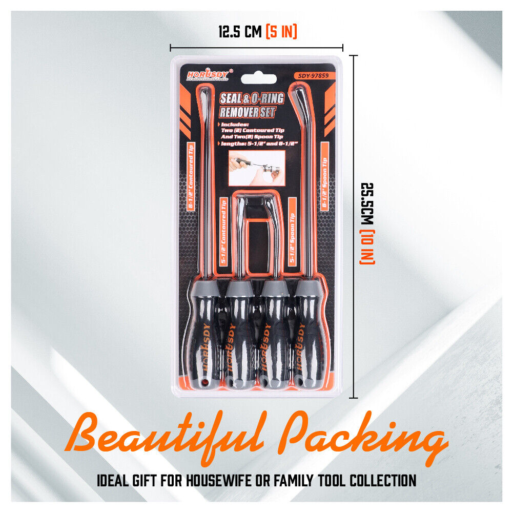 4Pc Seal & O-Ring Removal Set Spoon Tip Removing Heavy Grip Handle Auto Tools V465-97859