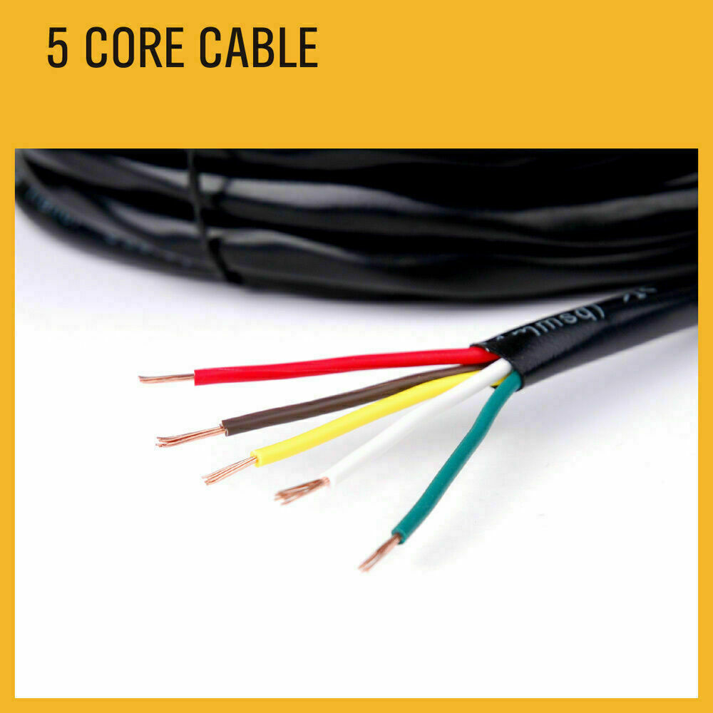 50M x 5 Core Wire Cable Trailer Cable Automotive Boat Caravan Truck Coil V90 PVC V465-97865-AU-5