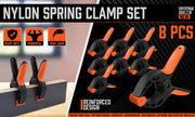 HORUSDY 8Pc Spring Clamp Set Quick Grip Plastic Non-Slip Nylon Clips Woodworking V465-97866