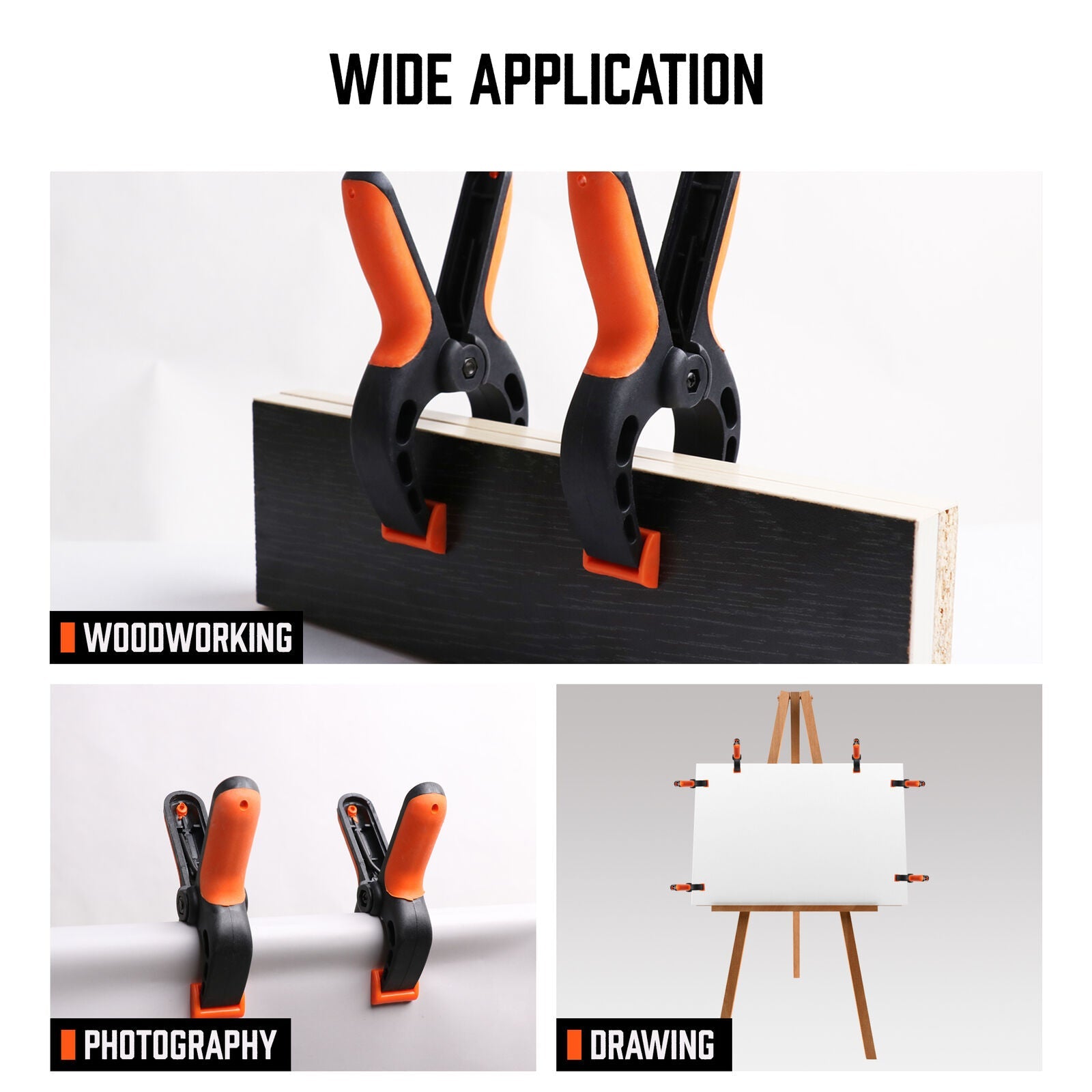 HORUSDY 8Pc Spring Clamp Set Quick Grip Plastic Non-Slip Nylon Clips Woodworking V465-97866