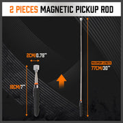3Pc Magnetic Pick Up Tool & Swivel Inspection Mirror Telescoping Rod Heavy Duty V465-97871-AU-5