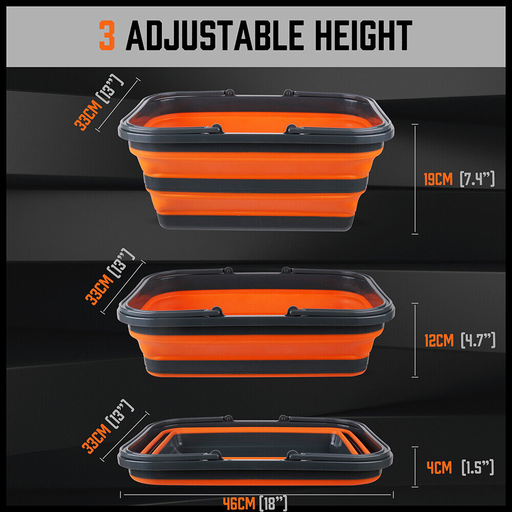 Adjustable Collapsible Sink 16L Large Portable Basket Wash Basin Outdoor Camping V465-97874-AU-5