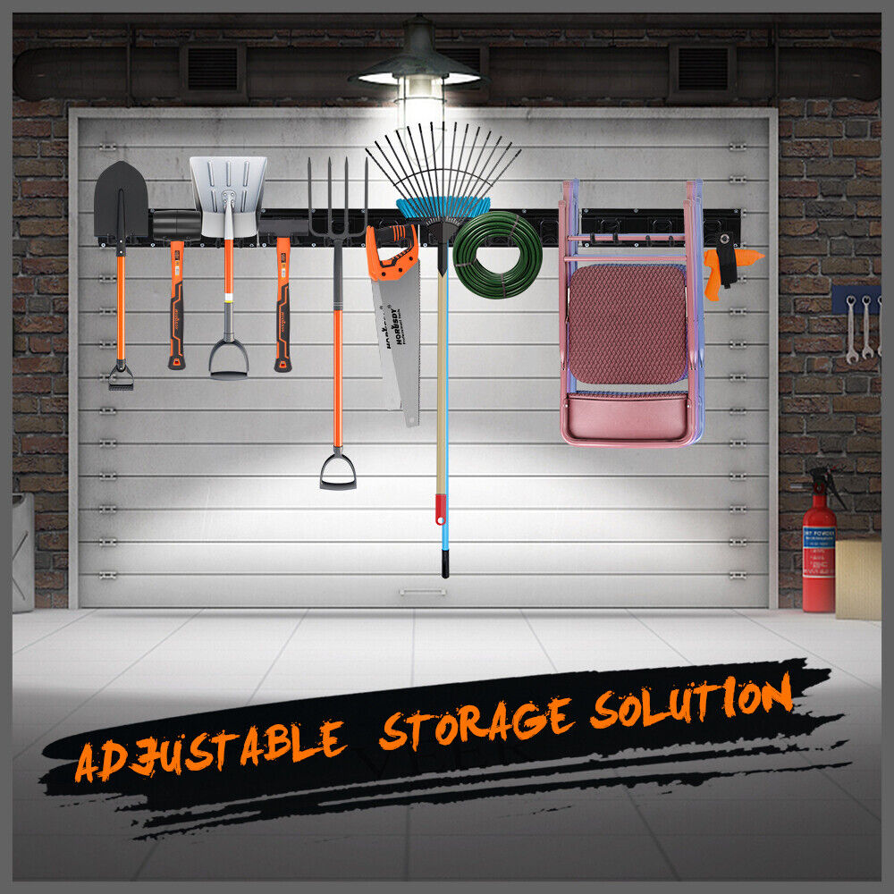 Wall Mounted Hook Rail Set Bike Holder Garden Tool Storage Rack Garage Organizer V465-97880-AU